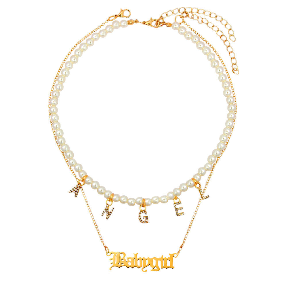 Women's Multilayer Gold Simple Letter Necklace